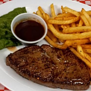 Beef steak and fries